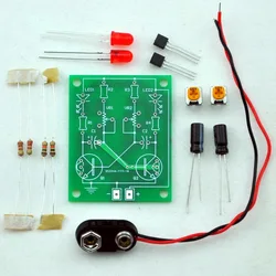 조정 가능한 트랜지스터 Astable 멀티 바이브레이터 회로 학습 키트, LED 깜박임.