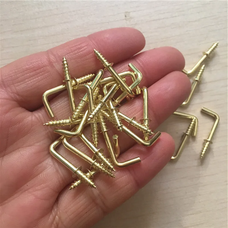 Yellow Right Angle Screw Hook,Iron Hook,7 Style Hook, L Style,Sheep Eye Hook,Frame Accessories Screws,23*9mm,100Pcs