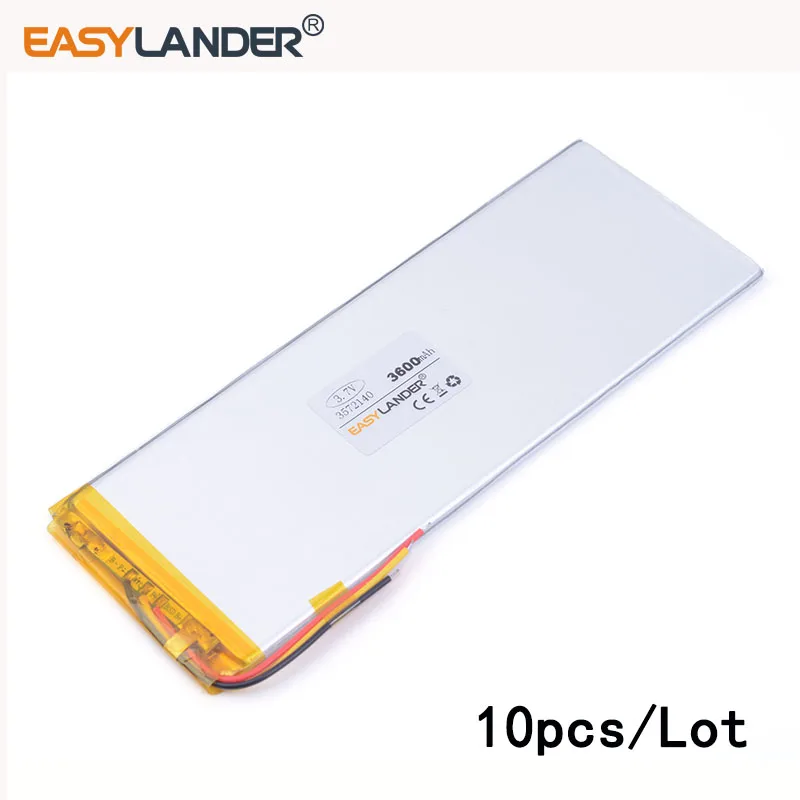 

10pcs /Lot 3.7V 3600mAH 3572140 lithium Li ion polymer rechargeable battery for tablet pc FOR PIPO AINOL Power bank PAD DVD