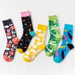 Women Personality Couples Funny Happy Socks Cotton Men Socks Woman Soks Egg Rabbit Feather Sheep Socks Leaves