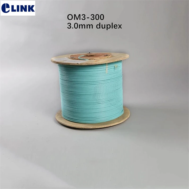 fiber optic cable OM3-300 duplex 3.0mm aqua color indoor for fiber patchcords 1.5km/roll ftth optical fibre wire ELINK 1500m