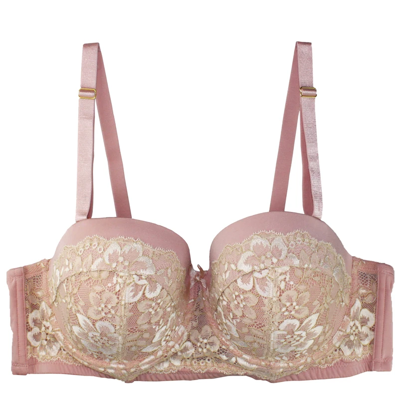 Mierside 1531 Plus size Push Up Bra Pink/Blue with Gold Lace Sexy Bralette Comfortable Women Underwear Everyday38-46B/C/D/DD/DDD