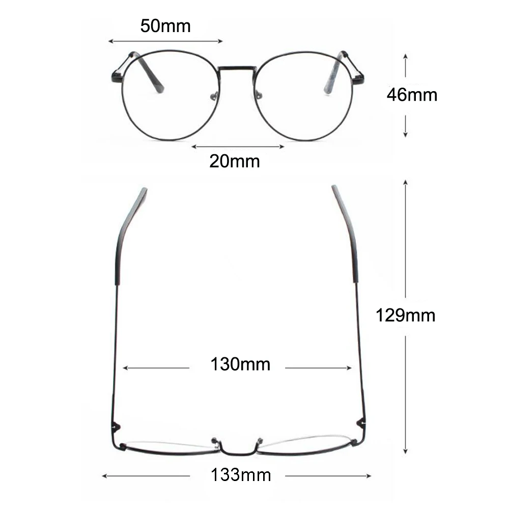 DOKLY Vintage Round Glasses Men Women\'s Glasses Metal black Frame Eyewear vintage Female Optics Eyeglasses Clear Lens glasses