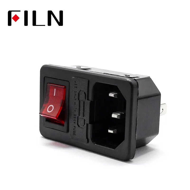 

Red Rocker Switch Snap in Power Socket Fuse Switch Connector Plug Connector 3 Pins With 10A Fuse 15A 250VAC