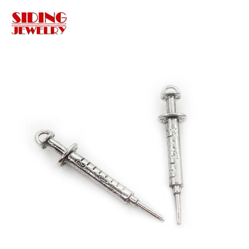 New Aarrival 20pcs/lot Silver Medical Treatment Injector/Ambulance Dangle Charms DIY Bracelet Necklace Pendants Jewelry Charms