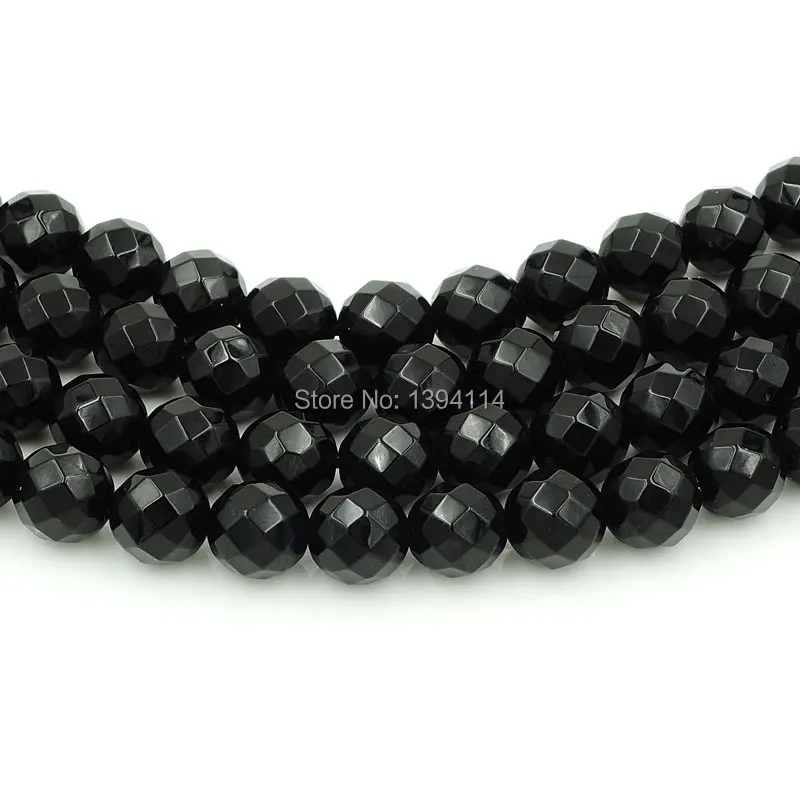 Black Agate Faceted Round Beads Strand For Making Bracelets Or Necklaces Jewelry Approx 16 Inches