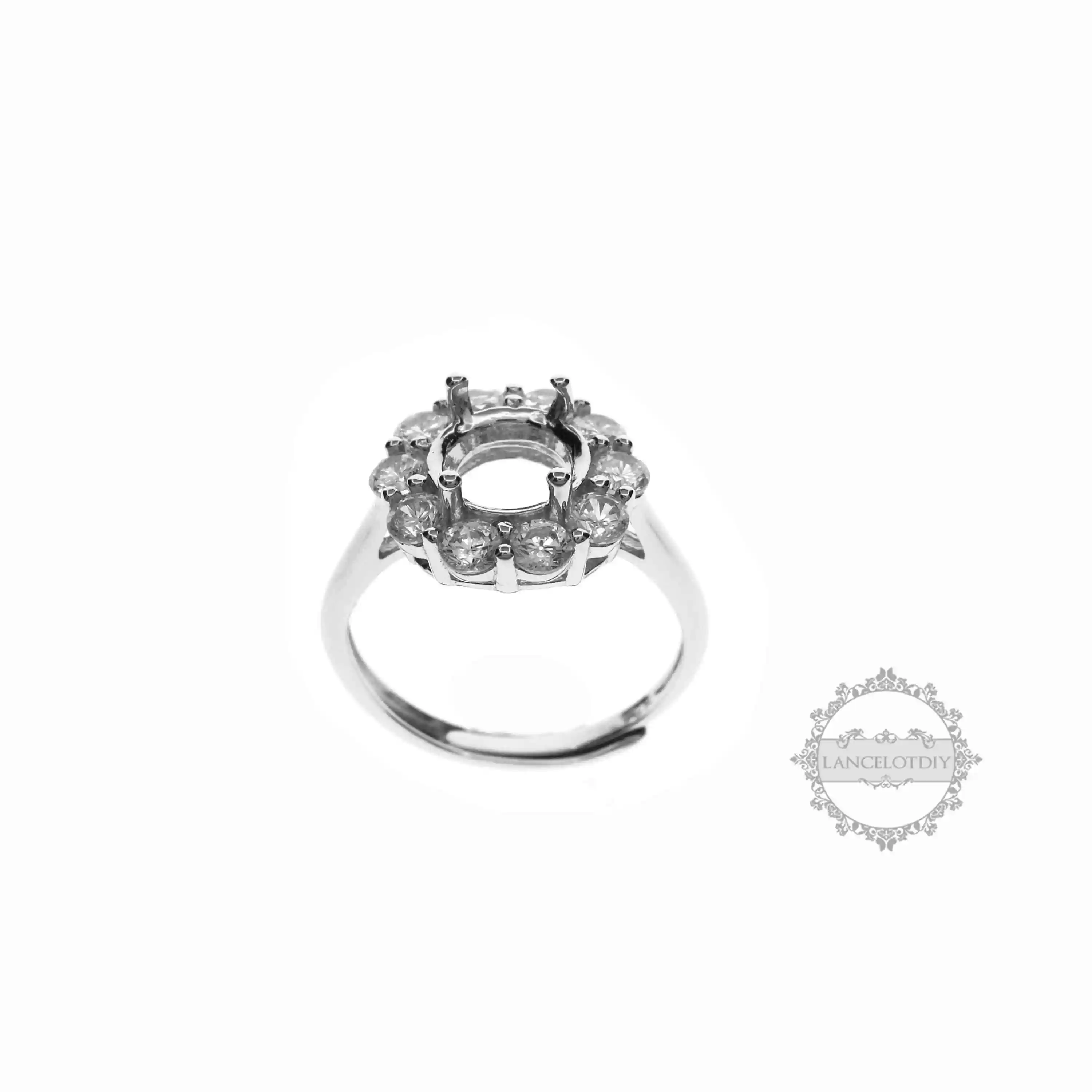 4-8MM runde blume silber Edelsteine CZ stein prong solide 925 sterling silber lünette fach DIY einstellbare ring einstellungen 1212046