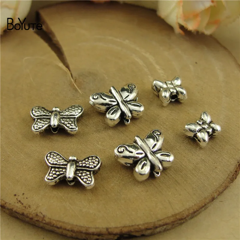 BoYuTe (200 Pieces/Lot) Tibetan Silver Butterfly Beads Metal Alloy DIY Hand Made Jewelry Accessories