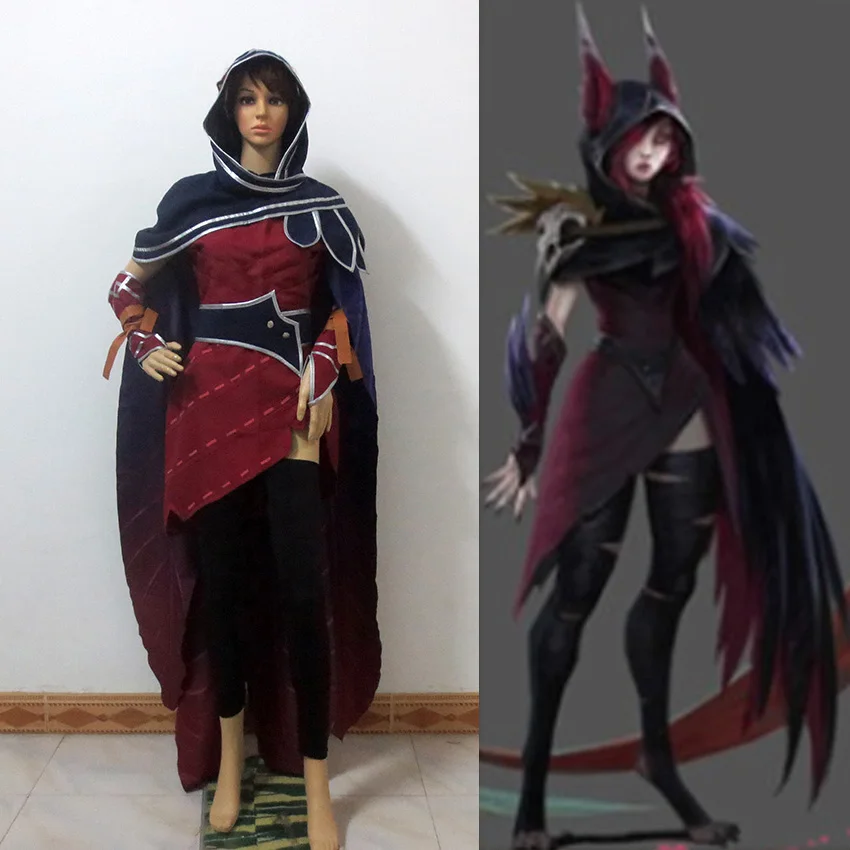 Game LOL New Hero Xayah Red Cosplay Dress Set With cloak For Adult Women Comic Con Party Halloween Christmas Cosplay Costume