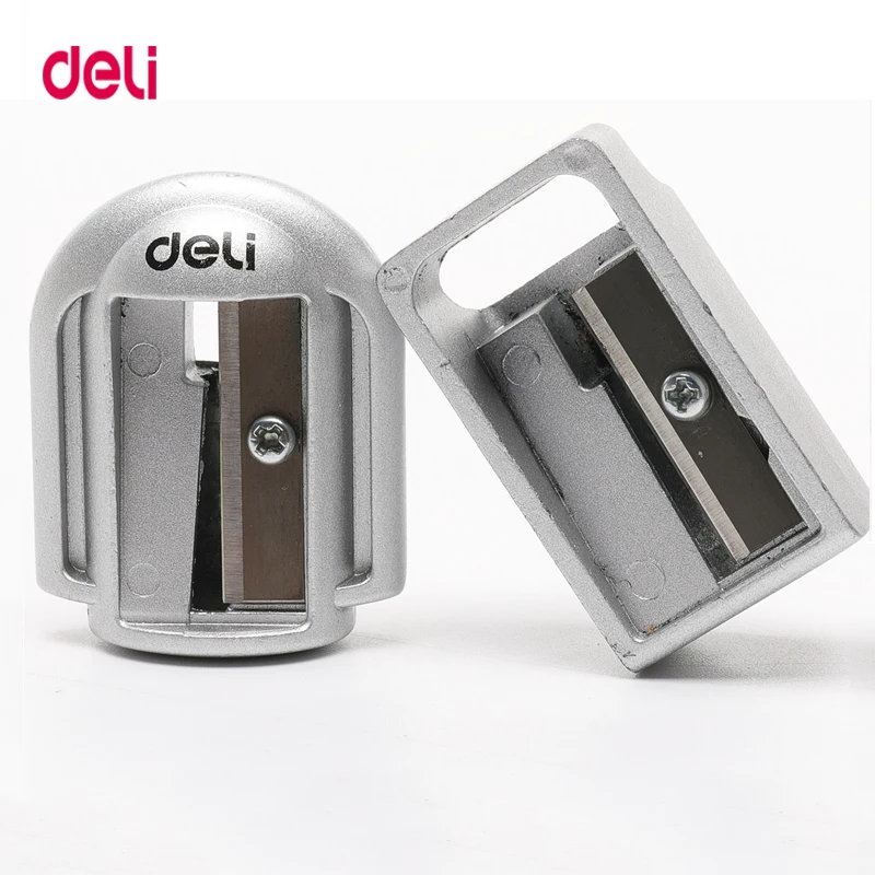 Deli Zinc Alloy Pencil Sharpener Silver Metal Sharpener School Office Sharpener Stationery Supplies