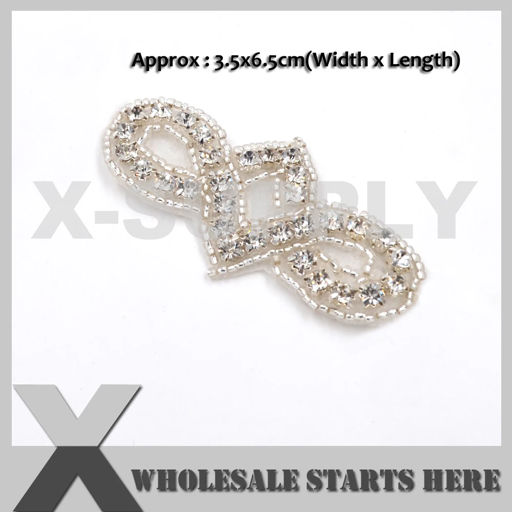 Rhinestone Applique Patch With Iron On Glue for Sash Headband Wedding Bridal Dress Decoration