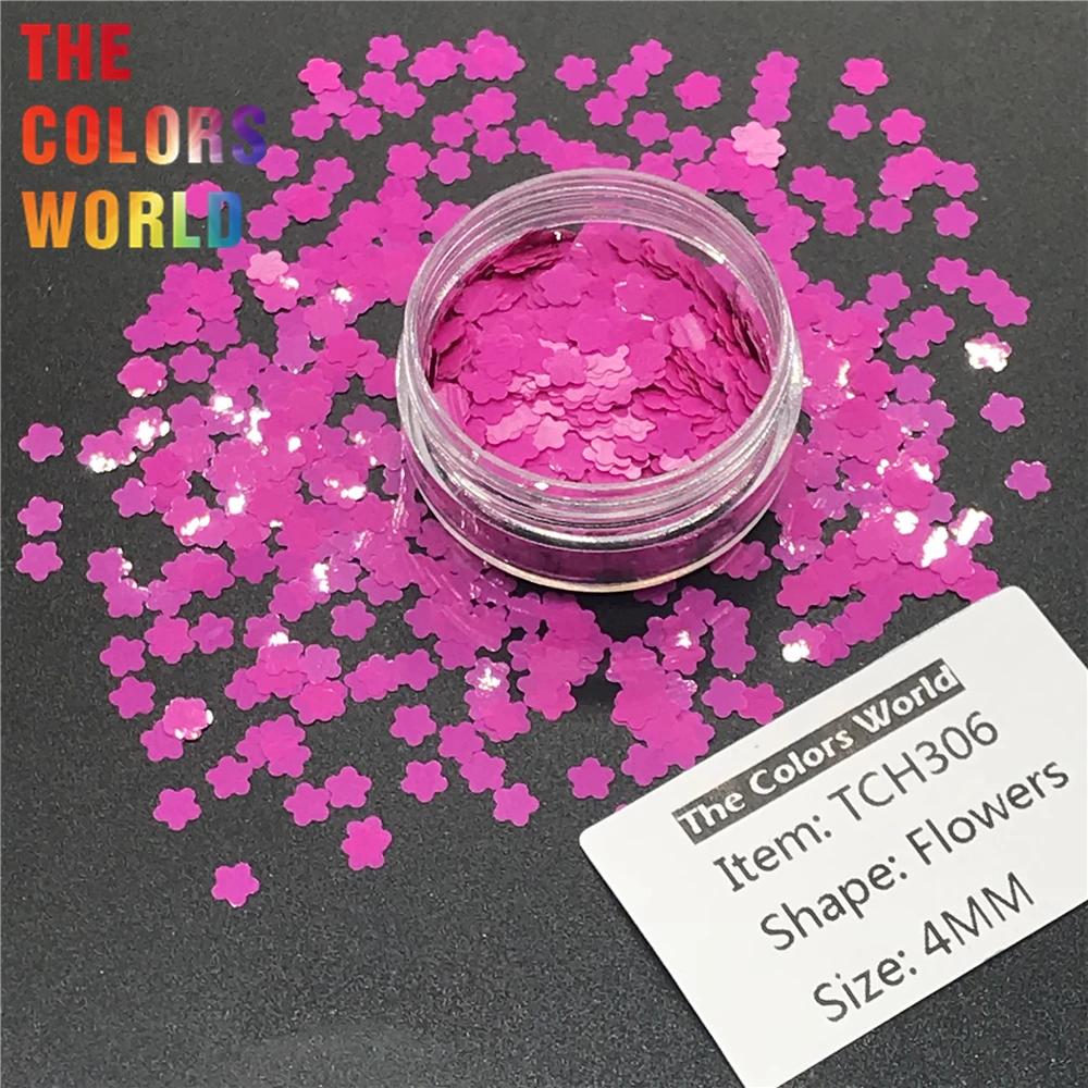 TCT-204 Solvent Resistant Matte Colors Flower Shape 4MM Nail Glitter Nail Art Decoration Nail Polish Makeup Handwork Crafts DIY