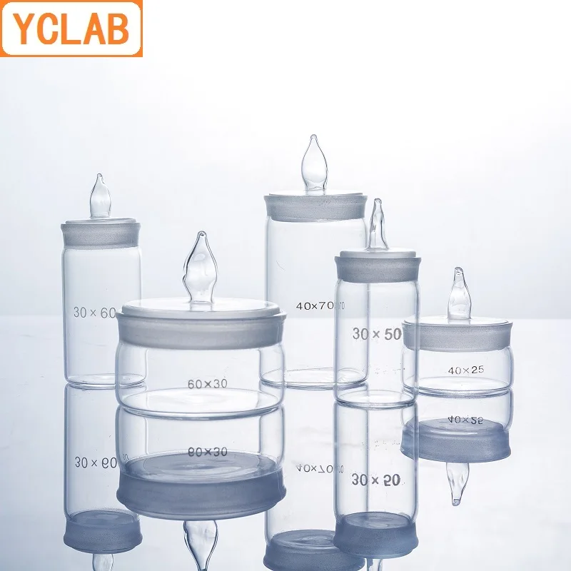 YCLAB-botella de pesaje de 50x30mm, Báscula de vidrio sellada de forma baja plana, botella de gravedad específica, equipo de química de laboratorio