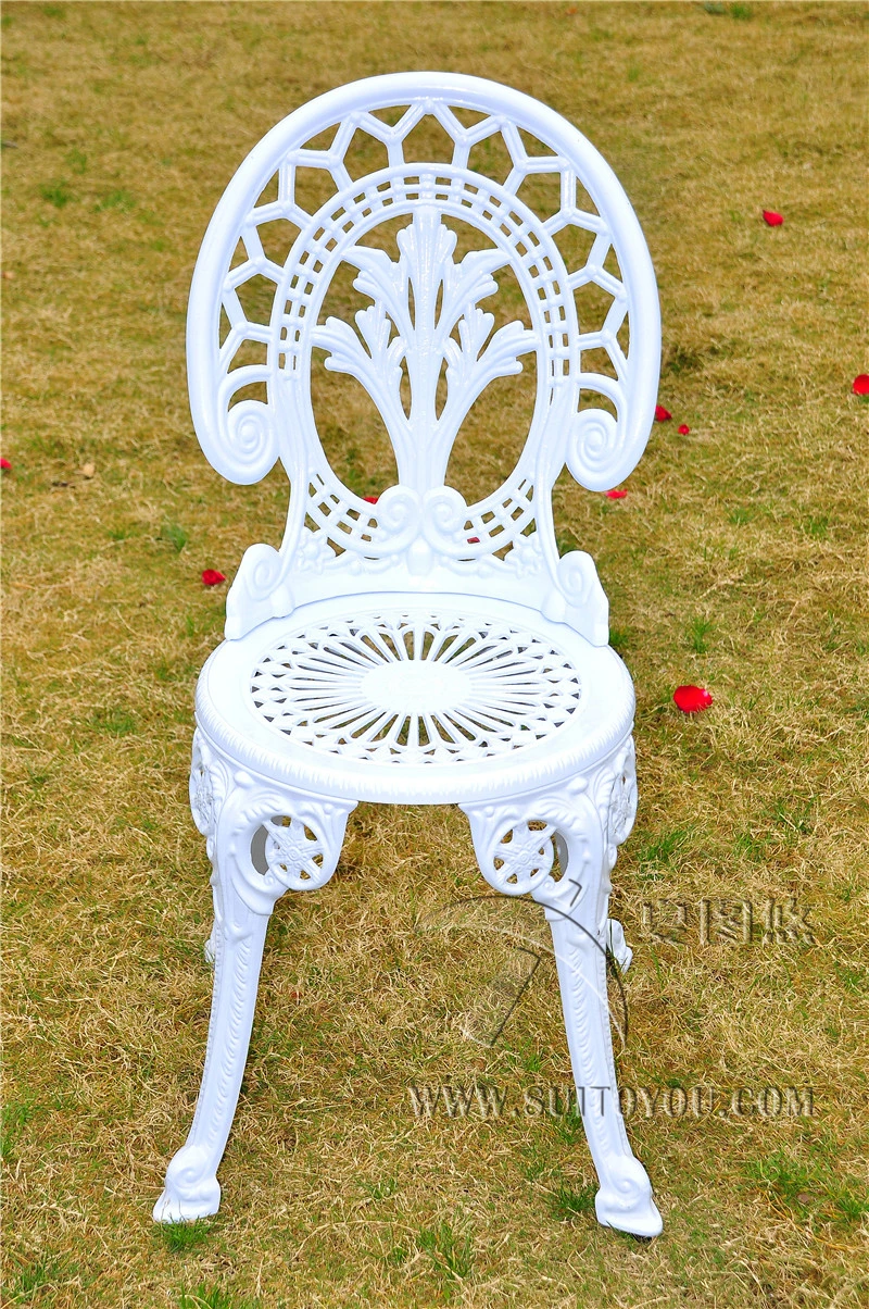 Garden furntiure set outdoor table and 4 chairs for Backyard Poolside Lawn white chair all weather anti rust waterproof