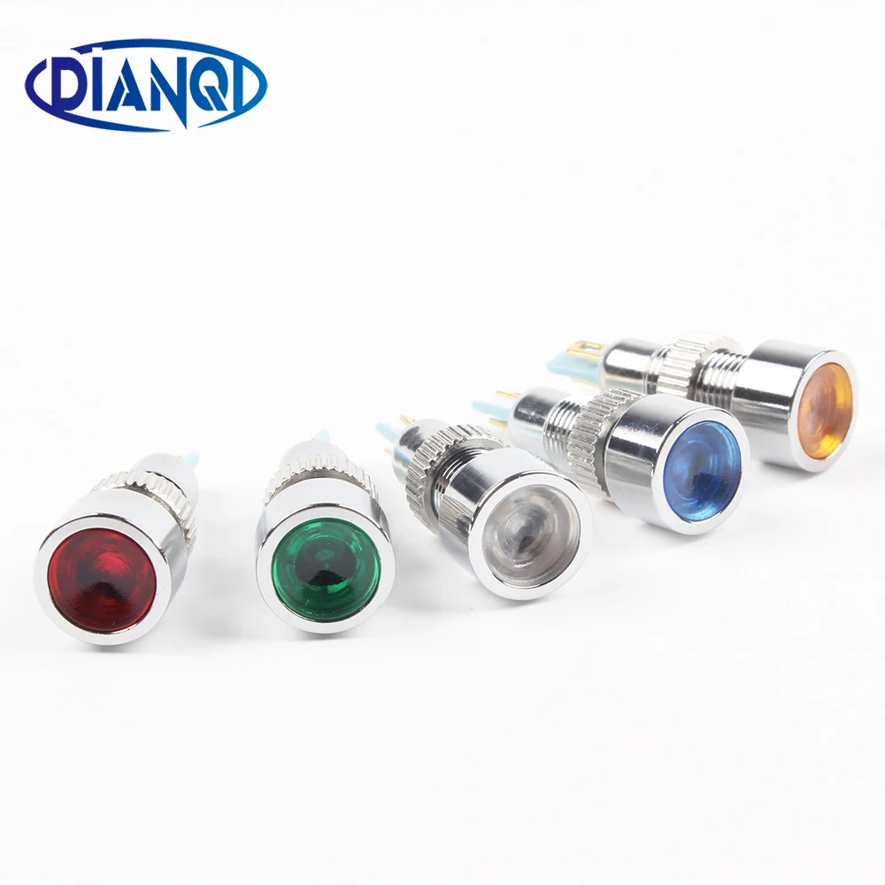

LED Metal Indicator light 8mm waterproof POWER Signal lamp 6V 12V 24V 220v red yellow blue green white 8ZSD.DT.C