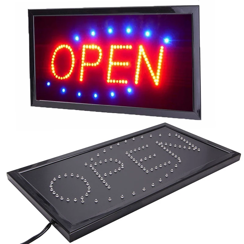 boa qualidade 110v brilhante animated motion running neon led loja de negocios sinal aberto 01