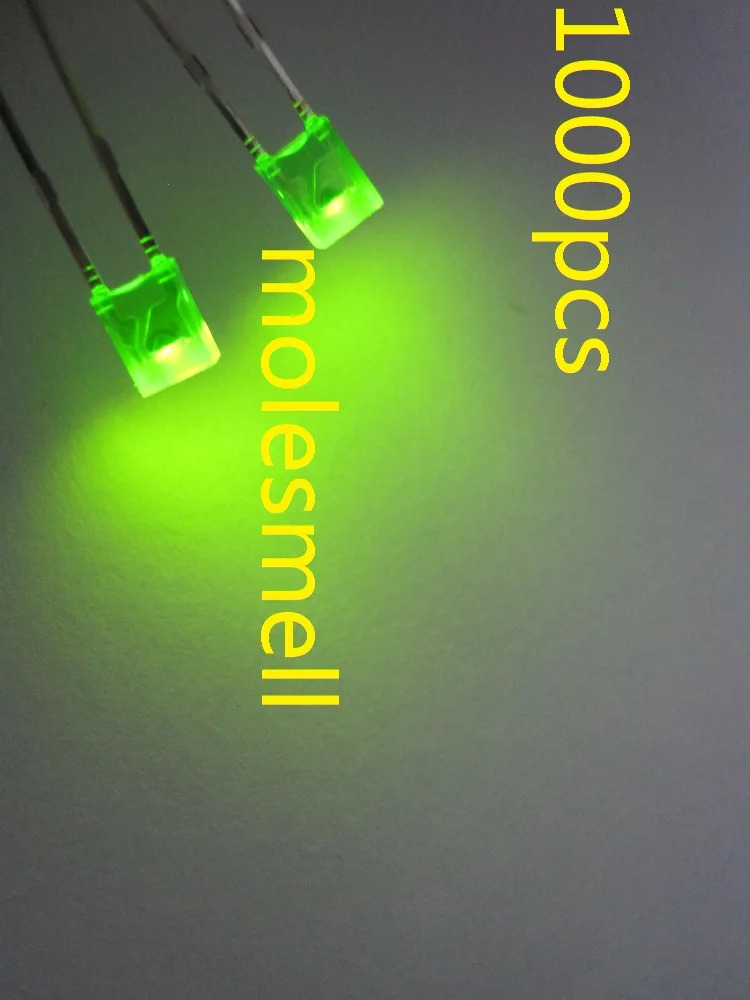 1000pcs 2X3X4mm diffused green LED Lamps green lens led lamp light-emitting diode