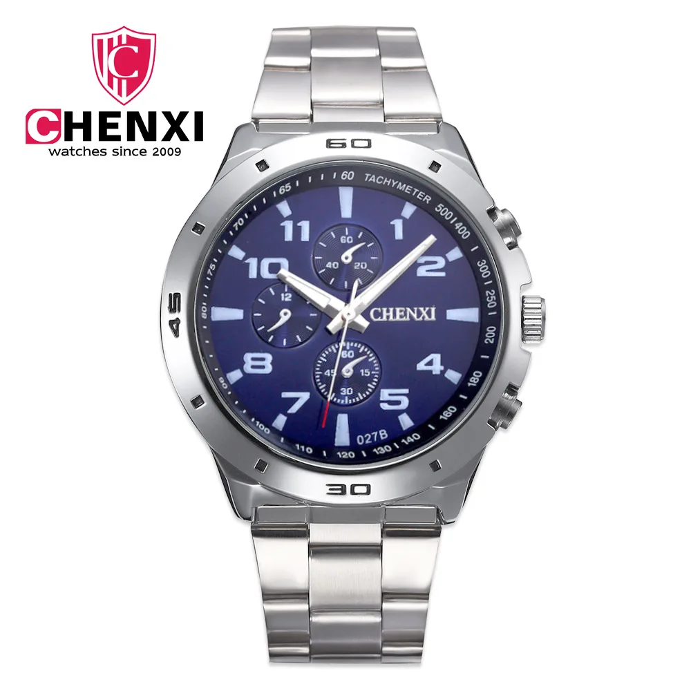 Chenxi Fashion Brand Luxe Horloges Mannen Casual Rvs Waterdicht Gift Klok Quartz Man Horloge Relogio Masculino