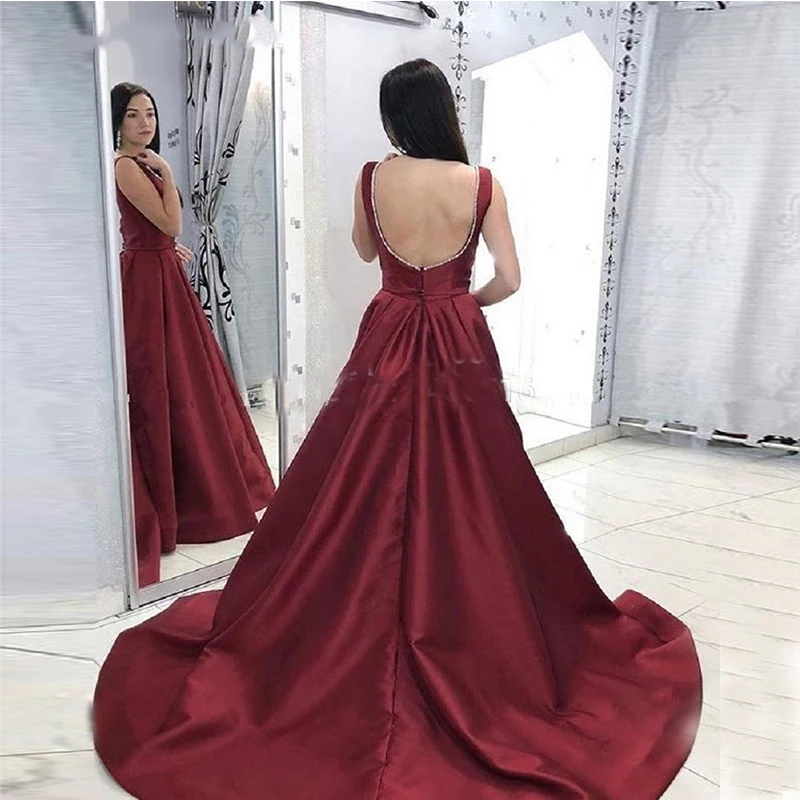 Elegant Robe De Soiree 2019 New Arrival Sexy Evening Dress For Women Formal Party Gowns Burgundy Sweep Train Train Evening Dress