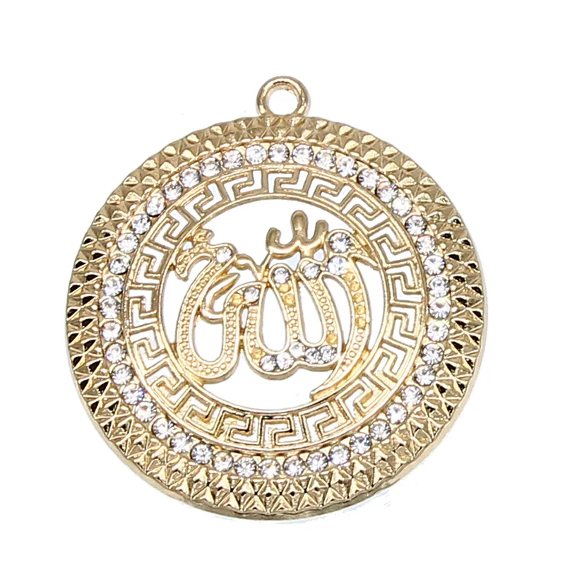 3 new brand Muslim Allah Jewelry Necklace Accessories Pendant Gold Round DIY Pendant Religious Muslim Jewelry Female