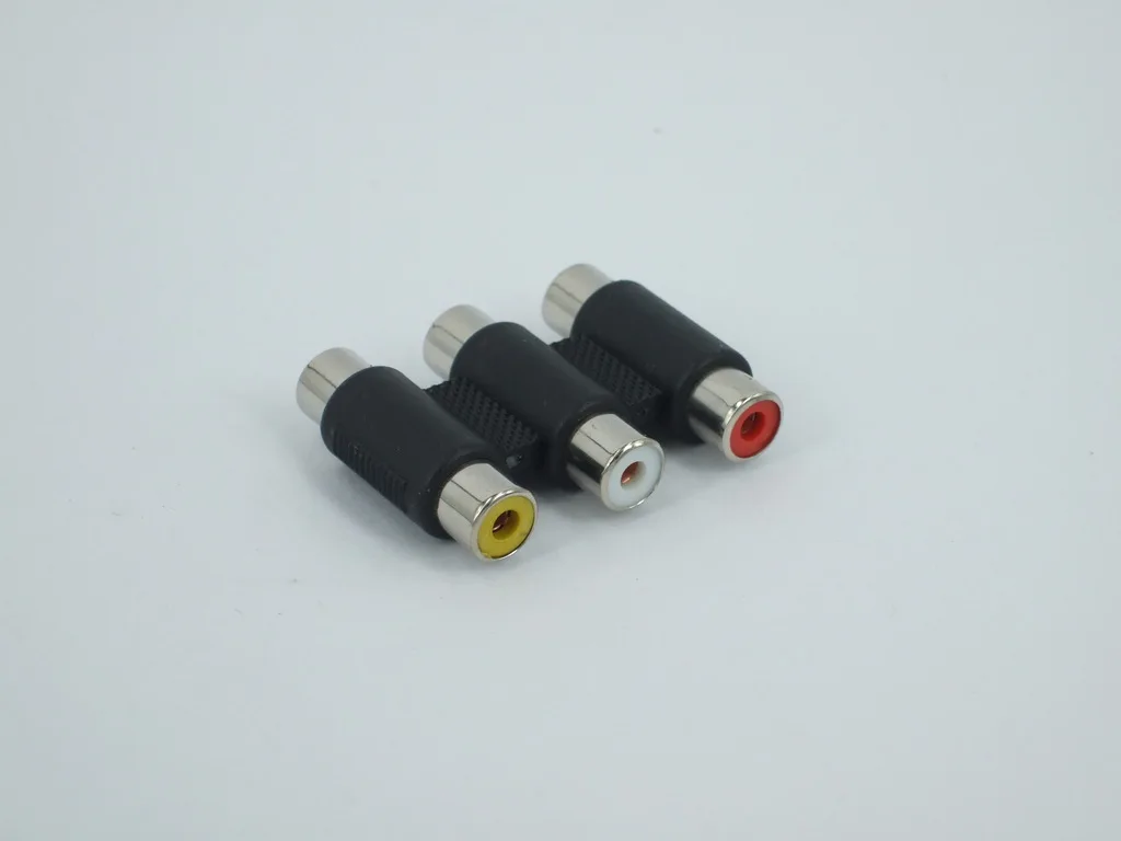 New  3 colour gold plating RCA Female to Female RCA Extension cable connector For VCD DVD HDTV