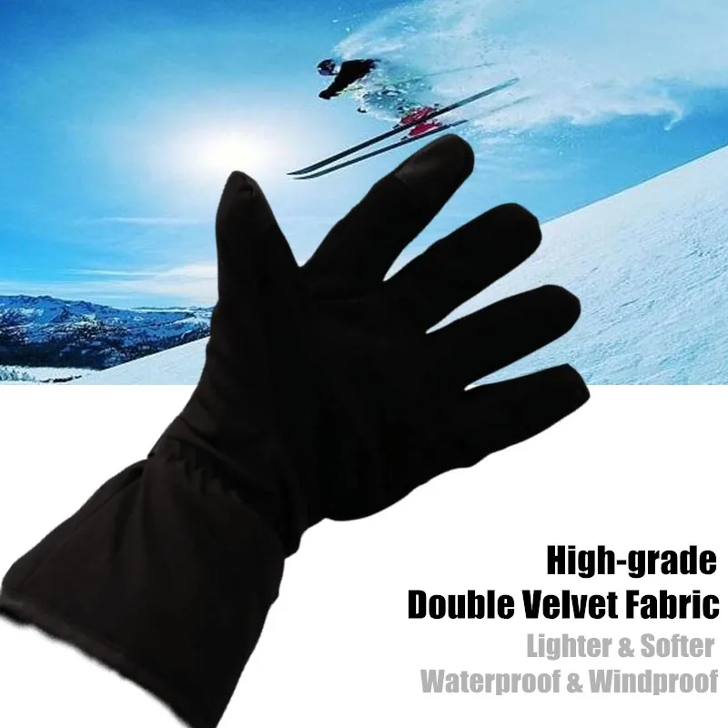 Smart Touch Screen Electric Heated Gloves,Outdoor Sport Skiing Gloves 5 Finger&Hand Back Li-Battery Self Heating 3 Gear Switch