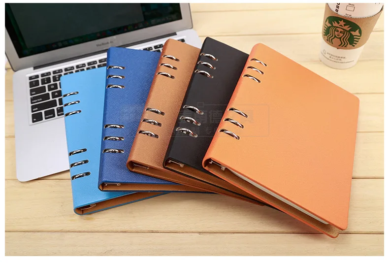 Hard Cover A5 Faux Leather Notebook Spiral Loose Leaf Note Book 2023 Planner 6 Ring Binder Office Work Stationery Gift