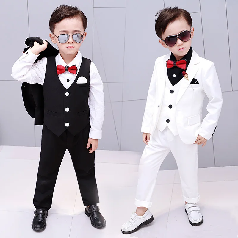 Children Performance Clothes Brand Boys Formal Wedding Birthday Party Suits Prince Kids Blazer Vest Pants ceremony Costumes F158