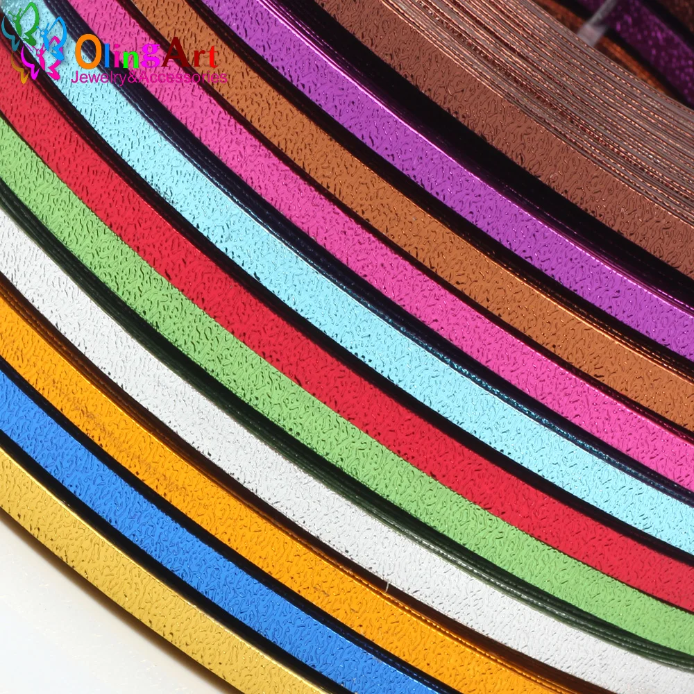 OLINGART 10m/Lot  5X1mm Flat Printed Aluminum Wire Color Crafts Materials DIY Women Bracelet Necklace Jewelry Making NEW