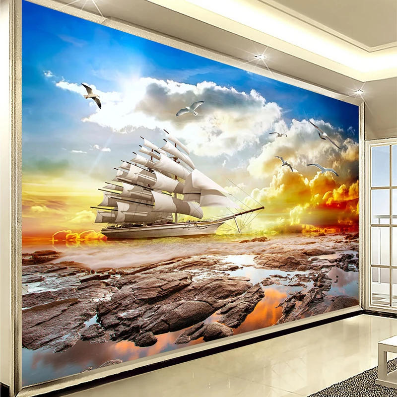 Mural 3D personalizado, papel de pared fotográfico con paisaje natural y puesta de sol moderna, fresco para sala de estar, TV, sofá, decoración de fondo, revestimiento de paredes 3D