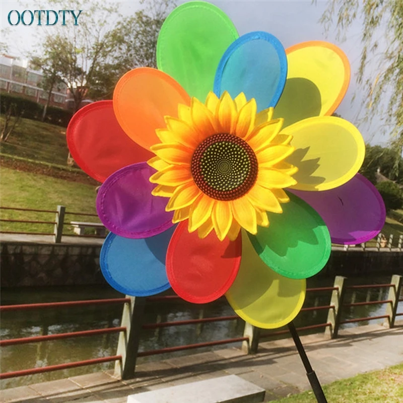 

Hot Sunflower Rainbow Windmill Wind Spinner Whirligig Wheel Home Yard Decoration #330