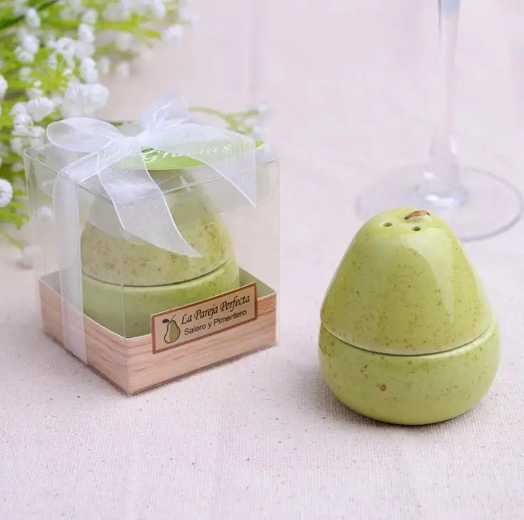 

100set Perfect Pair Pear Ceramic Salt & Pepper Shaker Bridal Shower Wedding Favor SN783