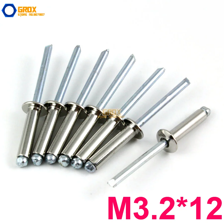 

100 Pieces M3.2*12 304 Stainless Steel Blind Rivet Pop Rivet Open End