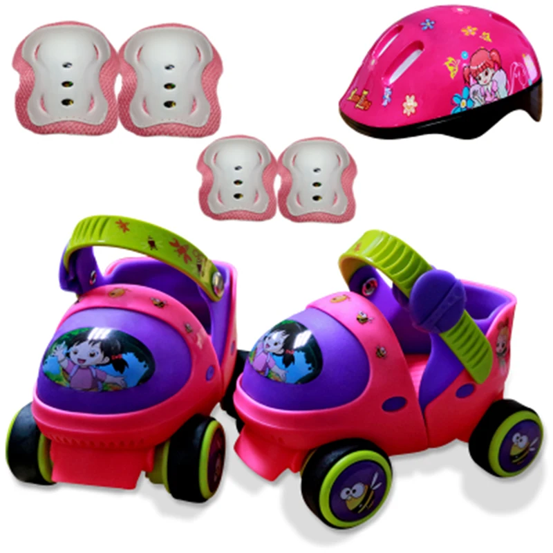 Patins à roulettes pour bébés, chaussures d'entrée de gamme avec bouton de sécurité, matériau de résistance, cadeaux coulissants gratuits pour enfants, taille ajustable IB29