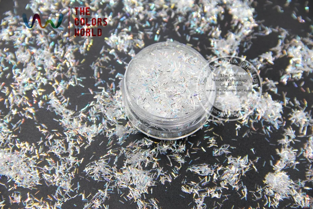 

TCY001 Shinning white with silver colors Strip short bar Shape 0.2*3MM size glitter dust for nail Art or other DIY decoration