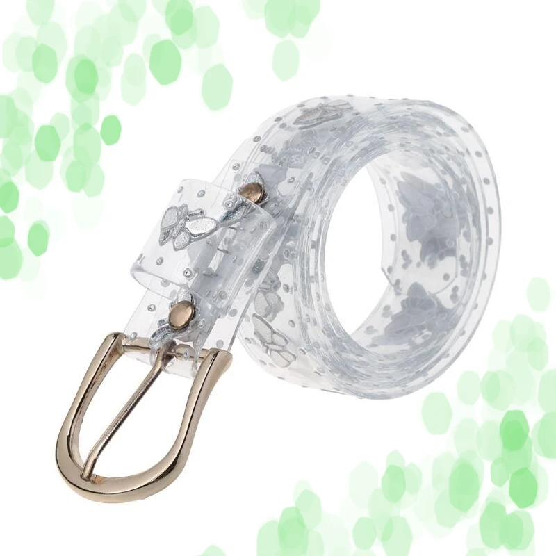 New luxury fashion Lady Girls Sweet Candy Color Laser Butterfly Print Belt Women Dress Transparent Jelly Waist child girl Belt