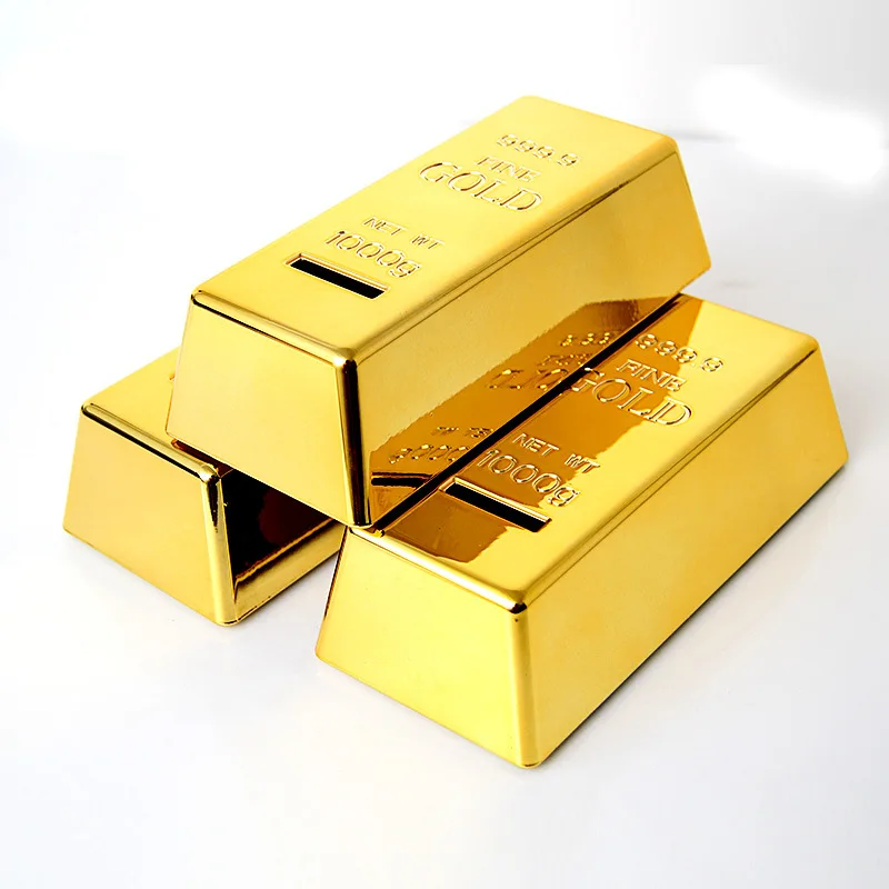 3 PCS ABS Piggy Bank Gold Bullion Brick Coin Box Case Gold bar Coins Saving Money Box for Kids Children Birthday Toys Gifts