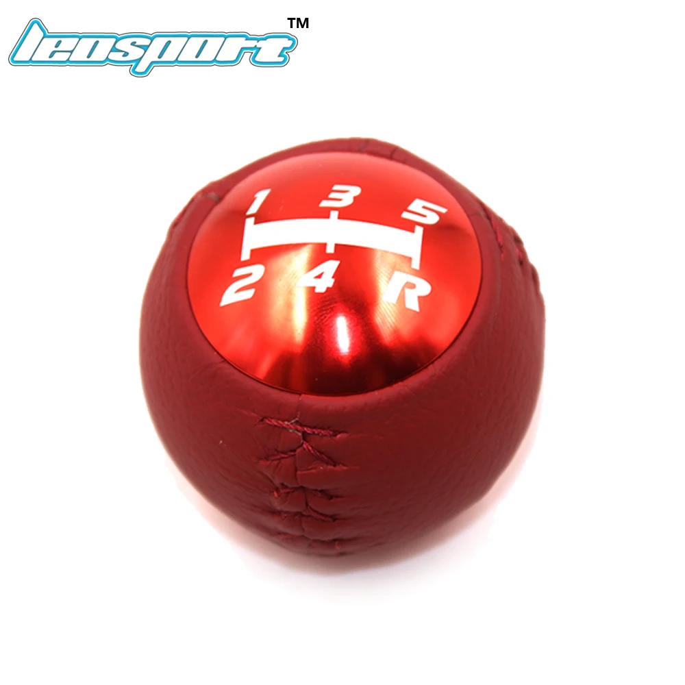 Leosport-For mugen style black/red 5/6 Speed M10X1.5 Mugen Gear Shift Knob leather For Honda EK9 EP3 FN2 DC2 DC5 S2000 FD2