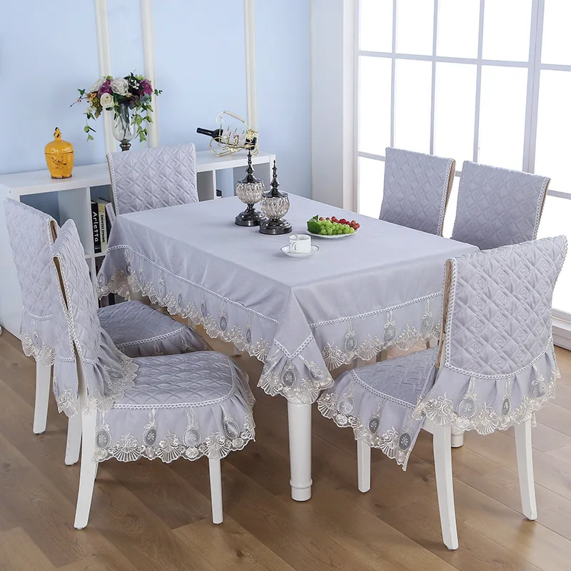 Europe Lace Floral Home Kitchen Party Tablecloth Set Suit Table-cloth Rectangular Round Round Square Table Cloth Chair Cover