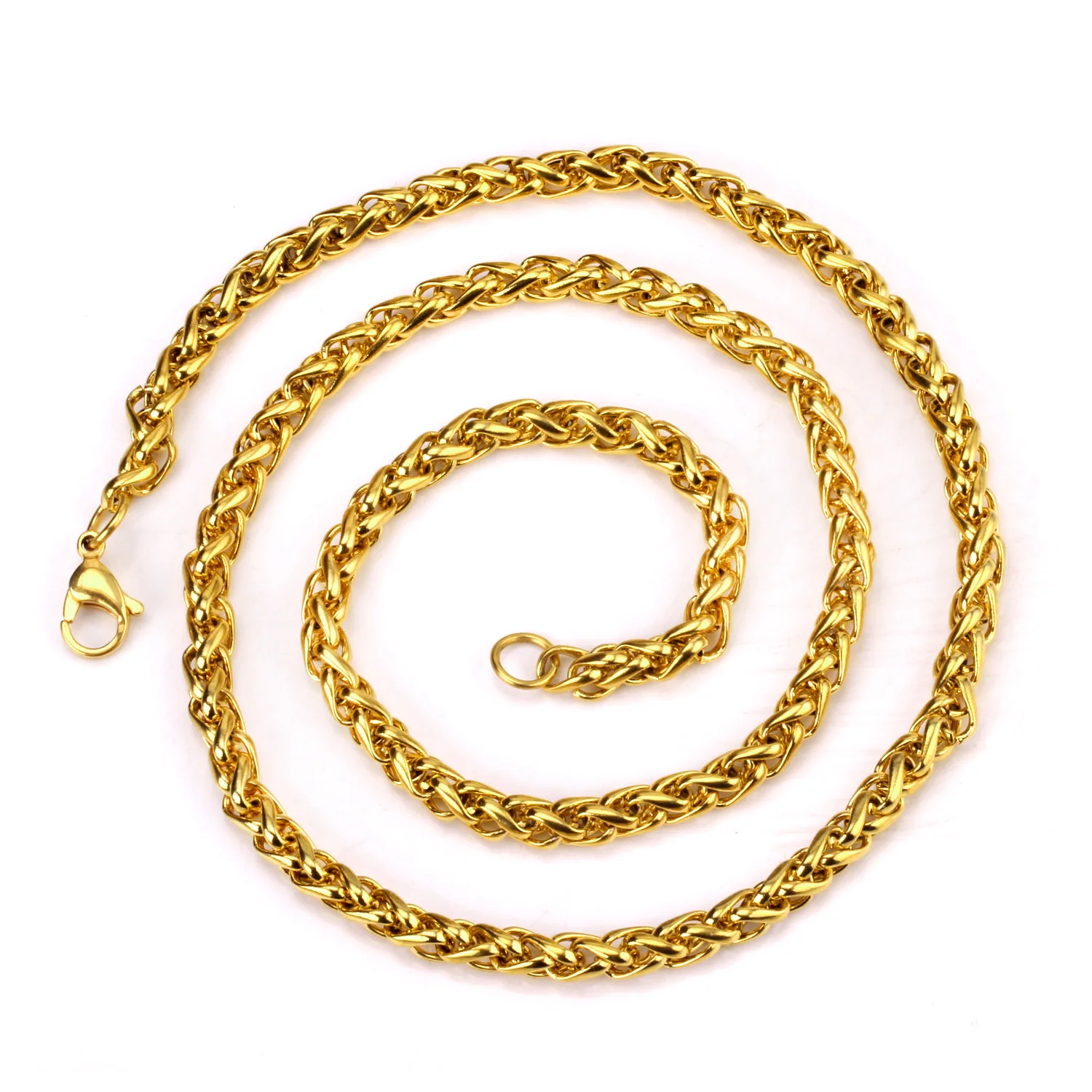 LUXUKISSKIDS 5mm Gold Plated Chain Necklace For Men/Women 316L Stainless Steel Choker 5mm DIY Long Snake Chain Wholesale