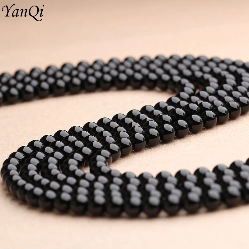 New Black Onyx Natural Beads Smooth Round Loose Beads for diy jewelry making 16