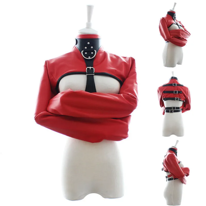 PU Leather Straitjacket BDSM Adult Games Straight Jacket Adjustable Fetish Harness BDSM Body Bondage Sex Toys For Women Couple