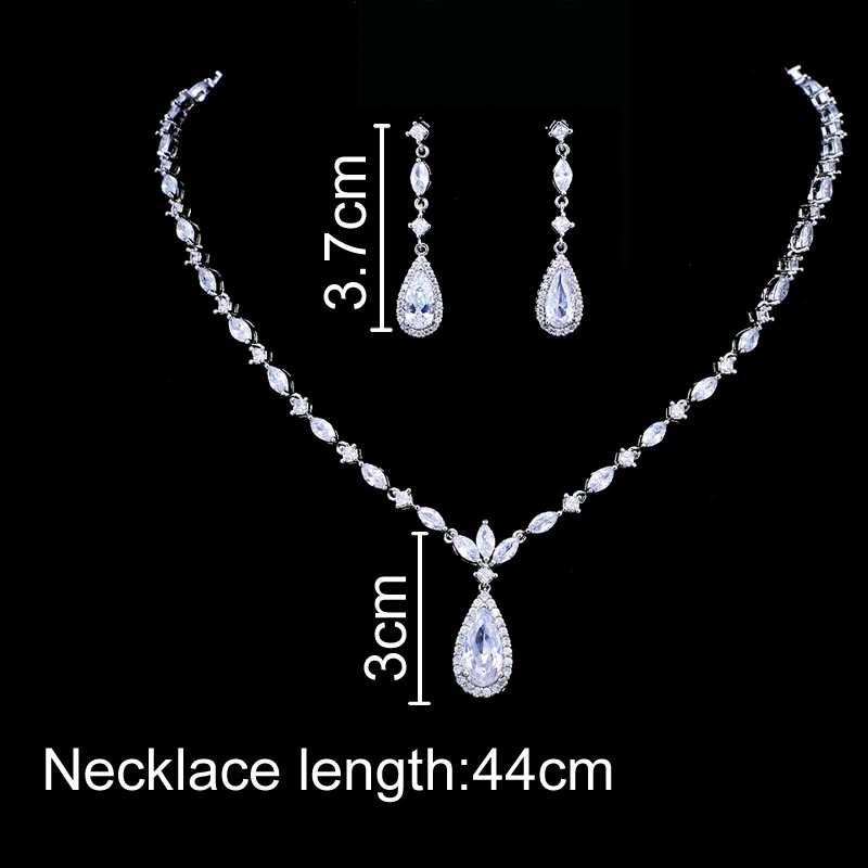 Emmaya Brand Luxury Sparkling Cubic Zirconia Crystal Zircon Flower Necklace and Earring Wedding Bridal Jewelry Sets