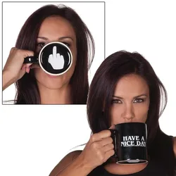 ¡Envío directo! tazas de café de dedo medio de cerámica, regalos de oficina con personalidad, taza de día agradable para regalo de Navidad/cumpleaños