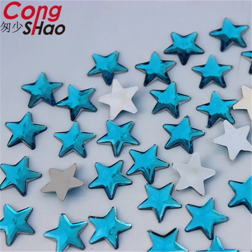 Cong Shao 200PCS 12mm Five pointed star Acrylic Rhinestone stones and crystals Flatback For DIY Clothes Decoration Craft CS86