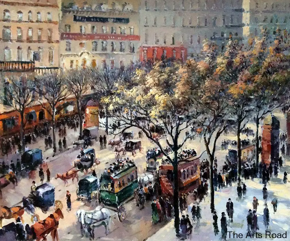 Famous Street Scenes Oil Painting on Canvas Boulevard des Italiens, Morning Sunlight by Camille Pissarro Art Home Decoration