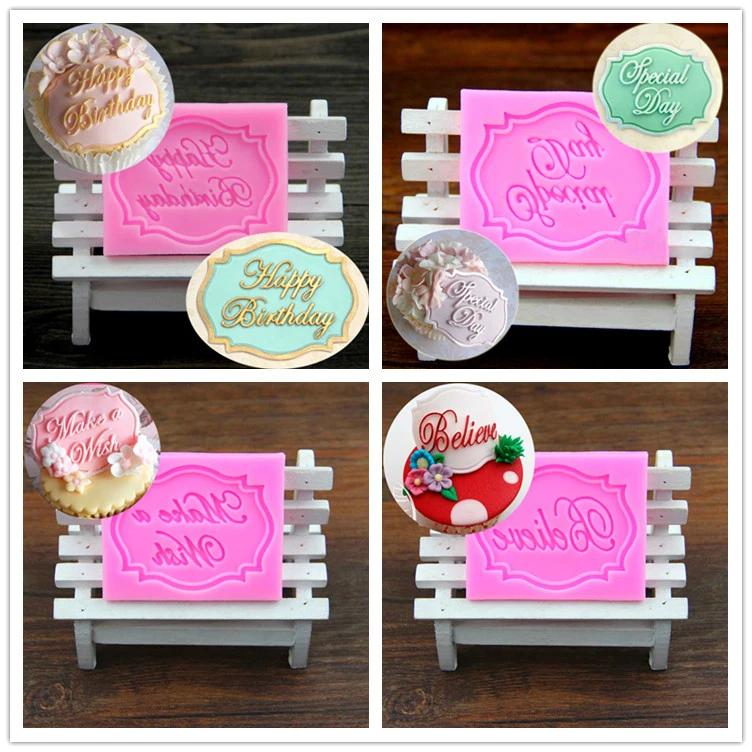 Kitchen Accessories Merry Christmas Birthday Blessing Cup Cake Dcorating Silicone Mold For Baking Fondant Pastry Kitchenware