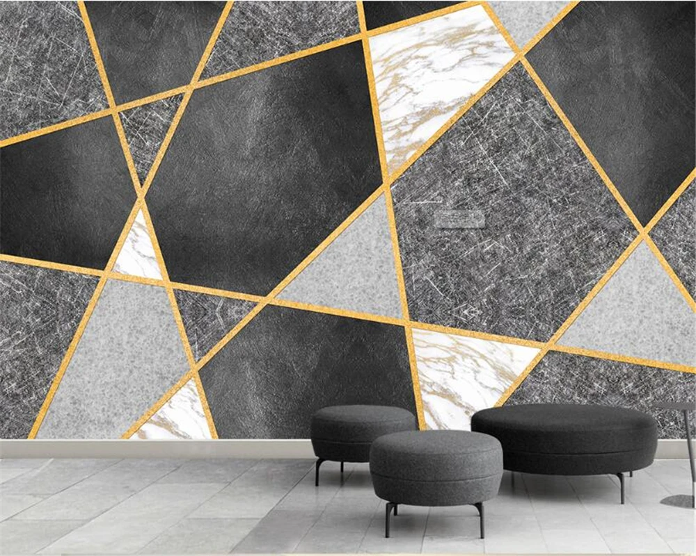 

Beibehang 3D Wallpaper Modern Simple Splicing Geometry Marble Pattern TV Sofa Background photo murals wallpaper for walls 3 d