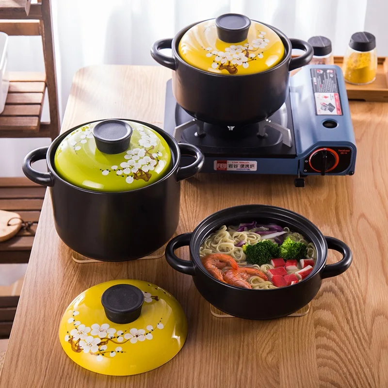 Open flame cooker household  double ear anti scalding ceramic casserole heat-resistant soup pot new product