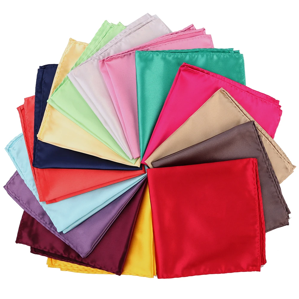 Tailor Smith 3pcs 30x30cm Solid Colors Hankerchief Pocket Squares 31 Colors Luxury Mens Silk Touch Soft Hankies Chest Towel